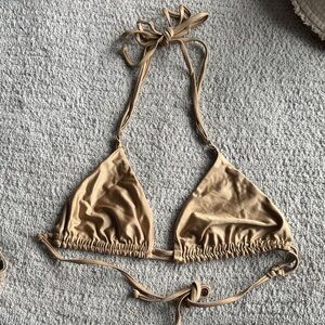 Good American Gold Triangle Bikini Top